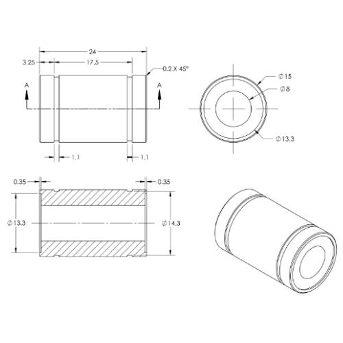 Dimensiones Rodamiento LM8UU